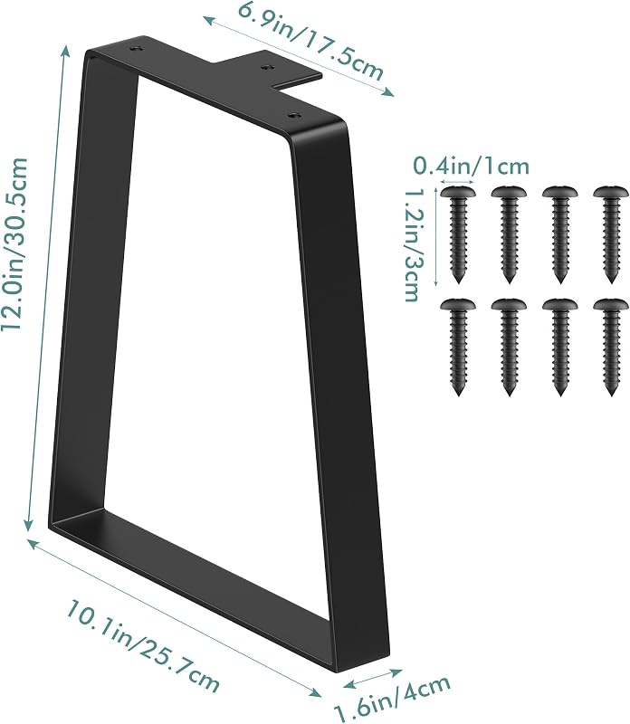 Patas mesa metal 12" trapezoidales set 2 resistentes