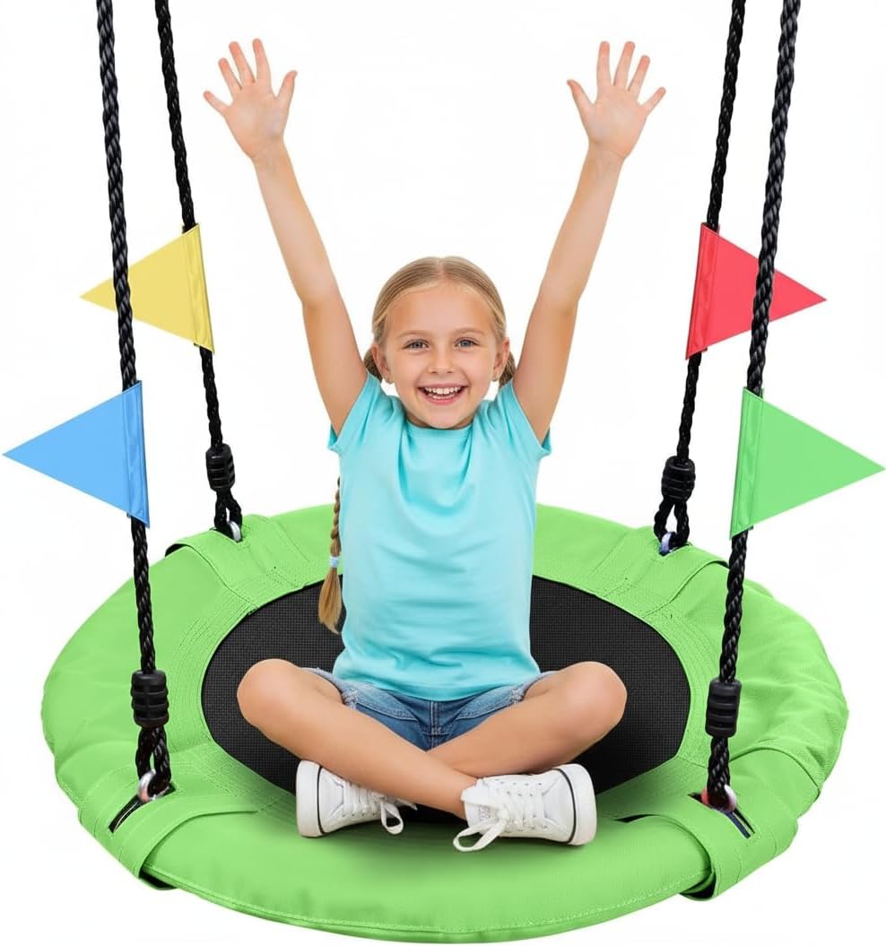 Columpio infantil 24" plataforma redonda ajustable azul