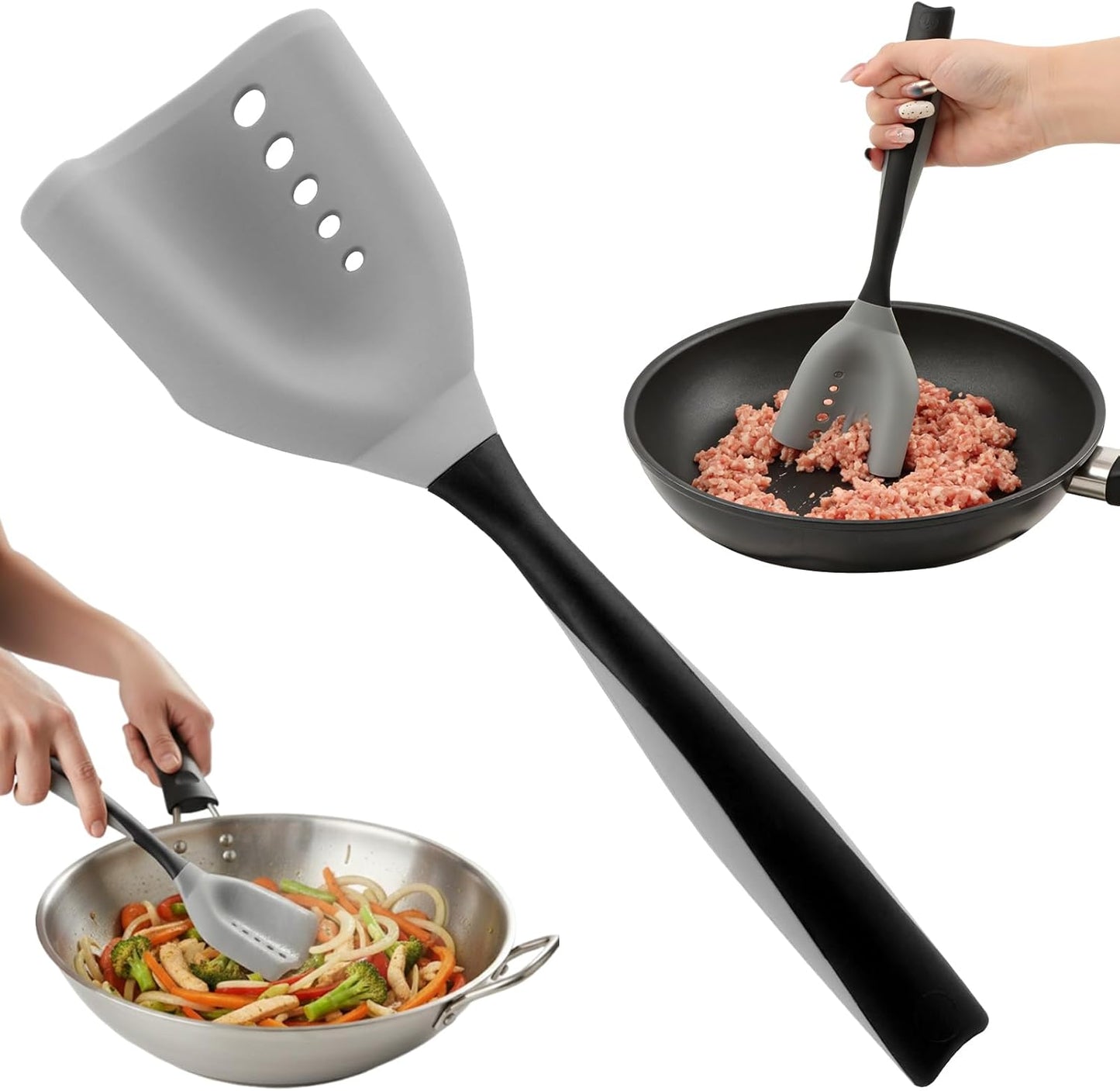Espátula picar carne antiadherente con mango ergonómico