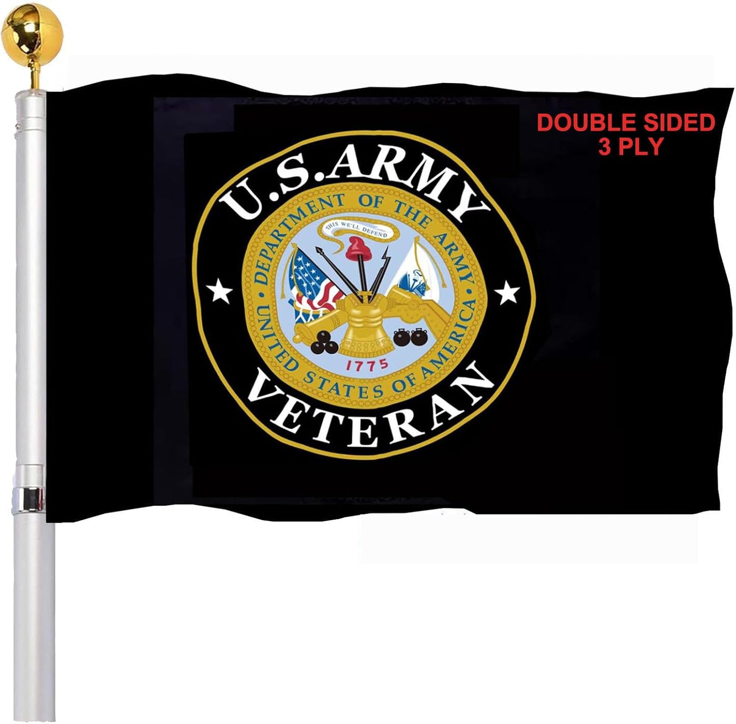 Bandera militar EE.UU. 3x5" doble cara 3 capas latón