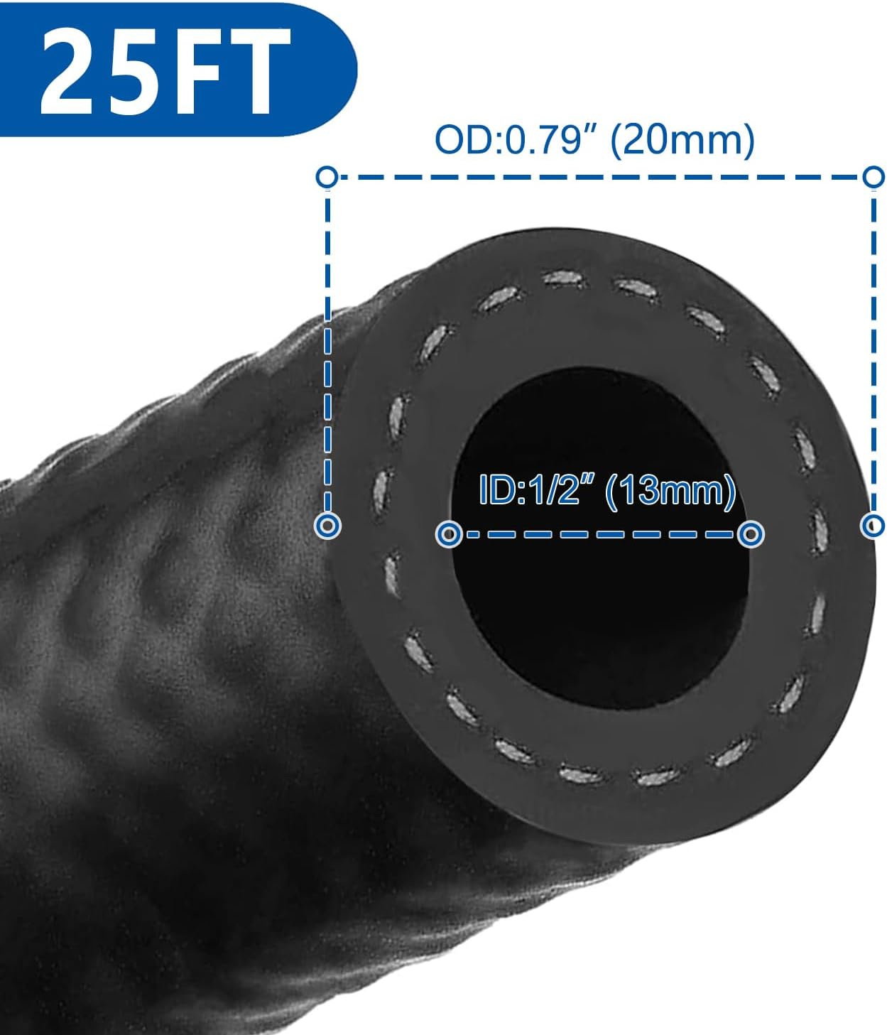 Manguera combustible goma NBR 25pies 300PSI Negro