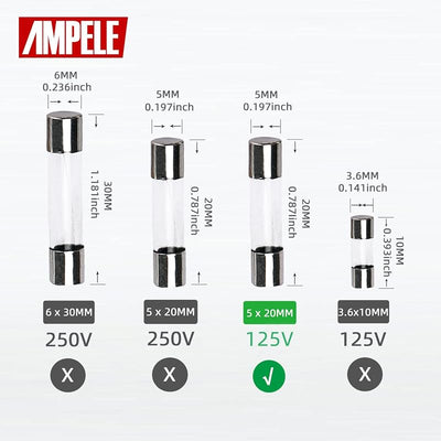 Paquete 20 fusibles 8A 125V vidrio 0.2x0.78pulg