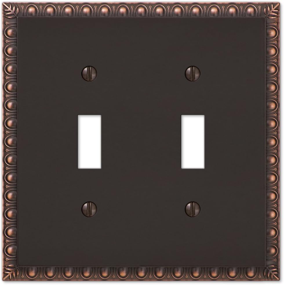 Placa pared metal fundido doble palanca bronce envejecido