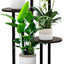Soporte madera 5 niveles para plantas estante metal negro