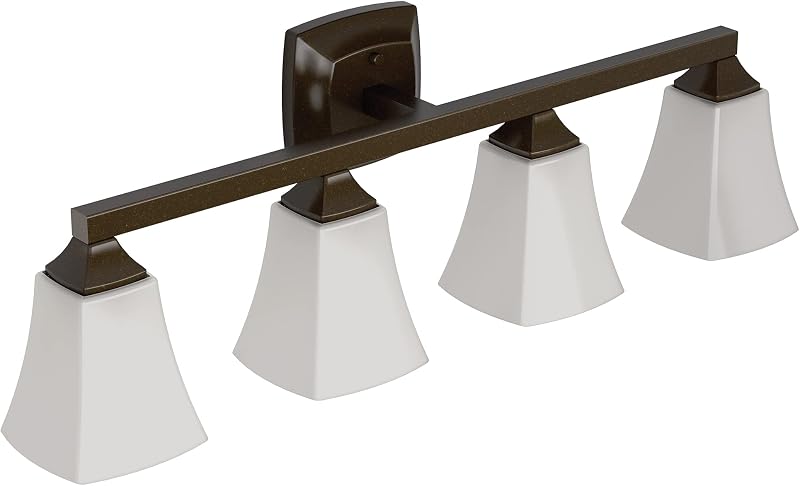Accesorio baño doble 4 luces bronce aceitado vidrio