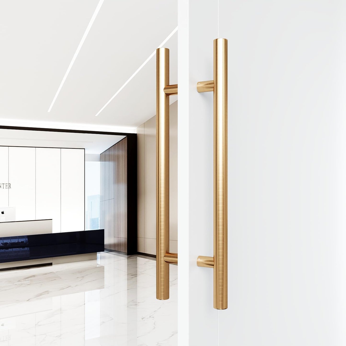 Manija puerta corrediza acero inox 24" forma H dorado