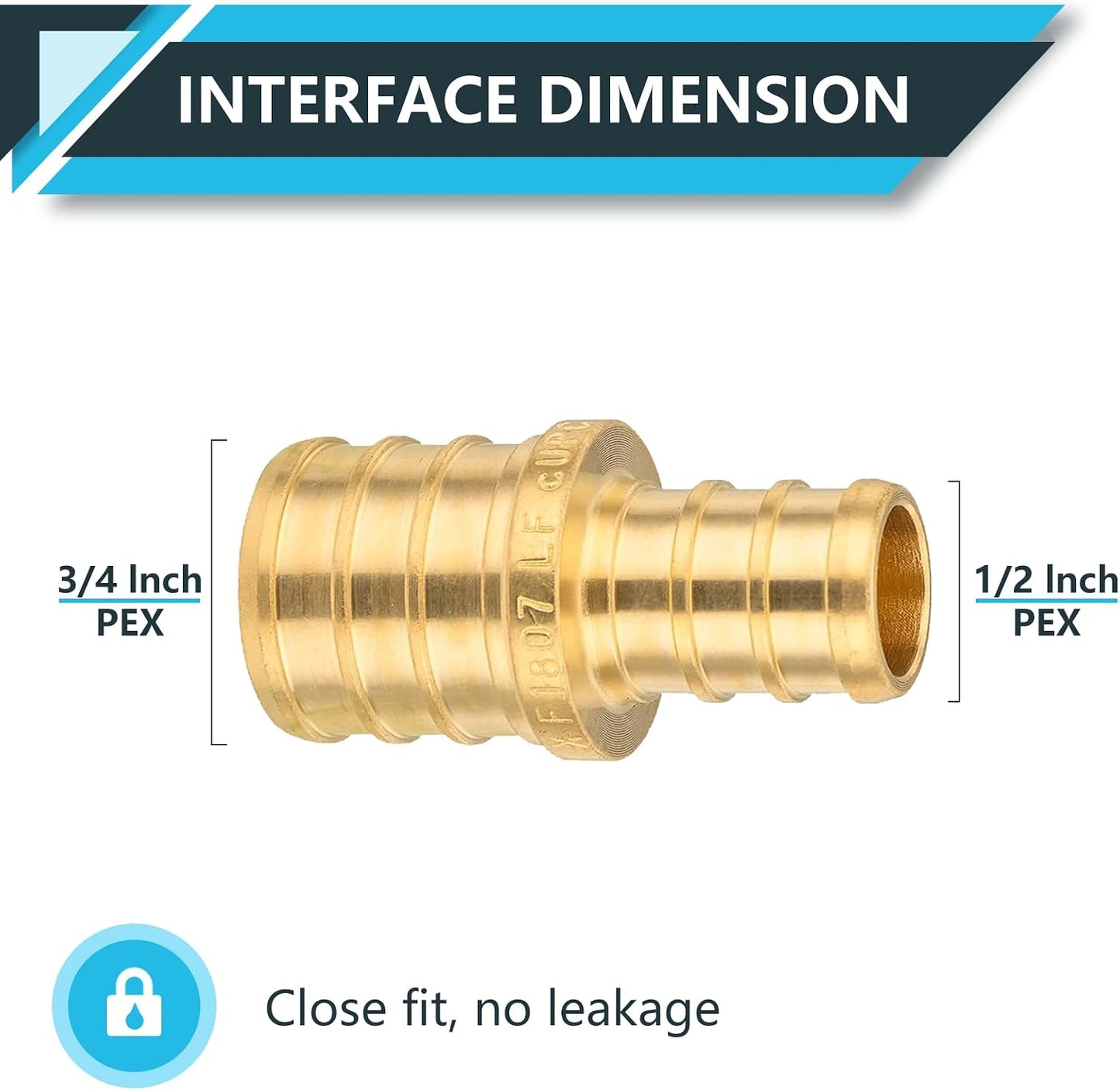 20 Accesorios PEX 1/2x3/4 pulg Reductor Latón ASTM F1807