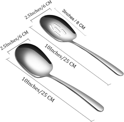 Set 2 Cucharas Acero Inox Ranuradas para Servir Banquetes