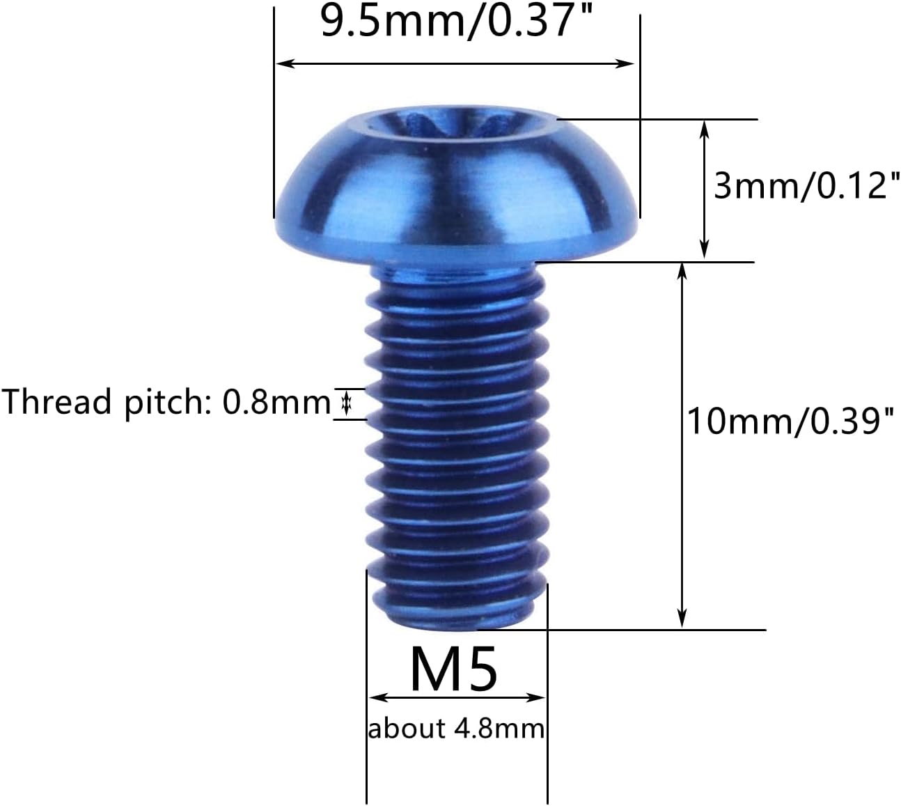 6 Pzas Tornillos Titanio M5x10mm Frenos Disco T25 Azul