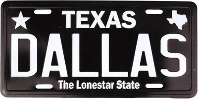 Mini imán matrícula Lonestar negro 3.5x1.10pulg