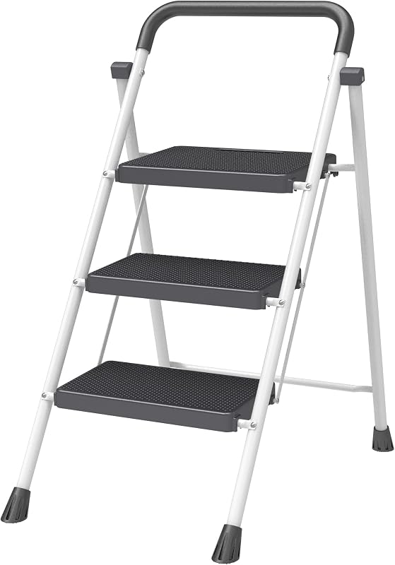 Taburete plegable 3 escalones blanco resistente 500lb