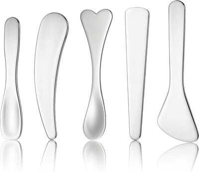 5 Pzas Espátula Maquillaje Acero Inox Reutilizable