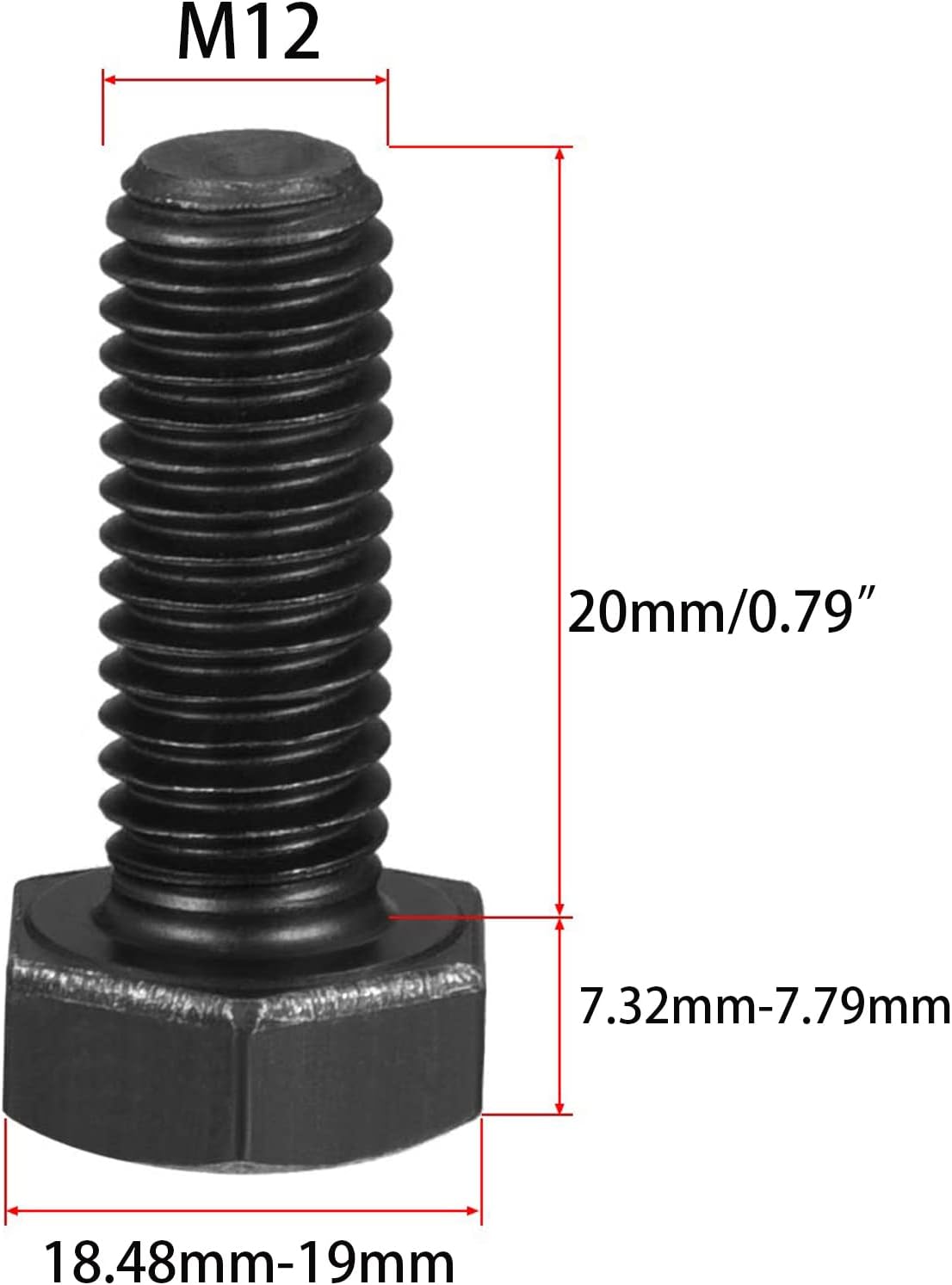 Tornillos acero carbono Grado 8.8 cabeza hexagonal 5uds