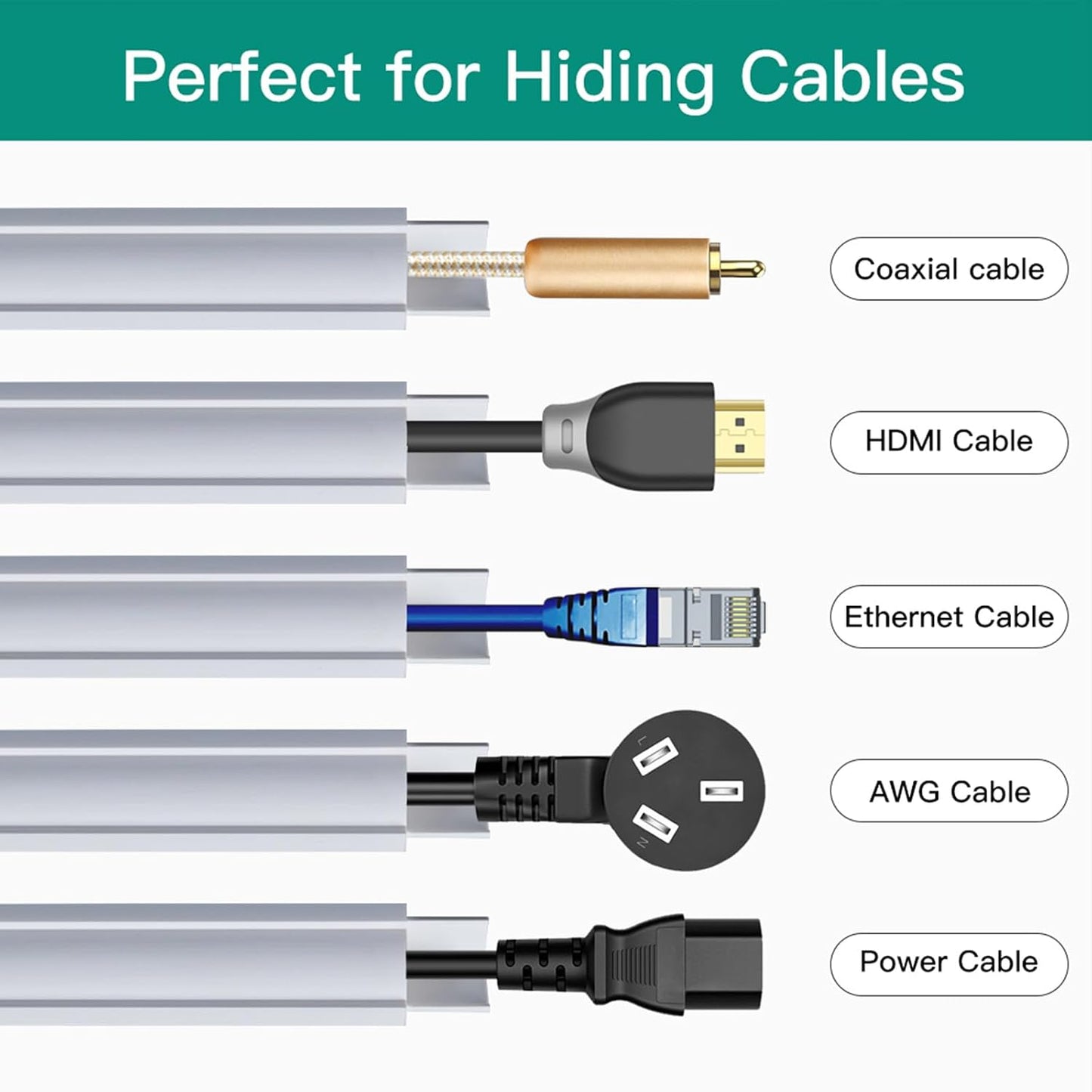 Cubierta cable esquina 78pulg pintable pared suelo blanco