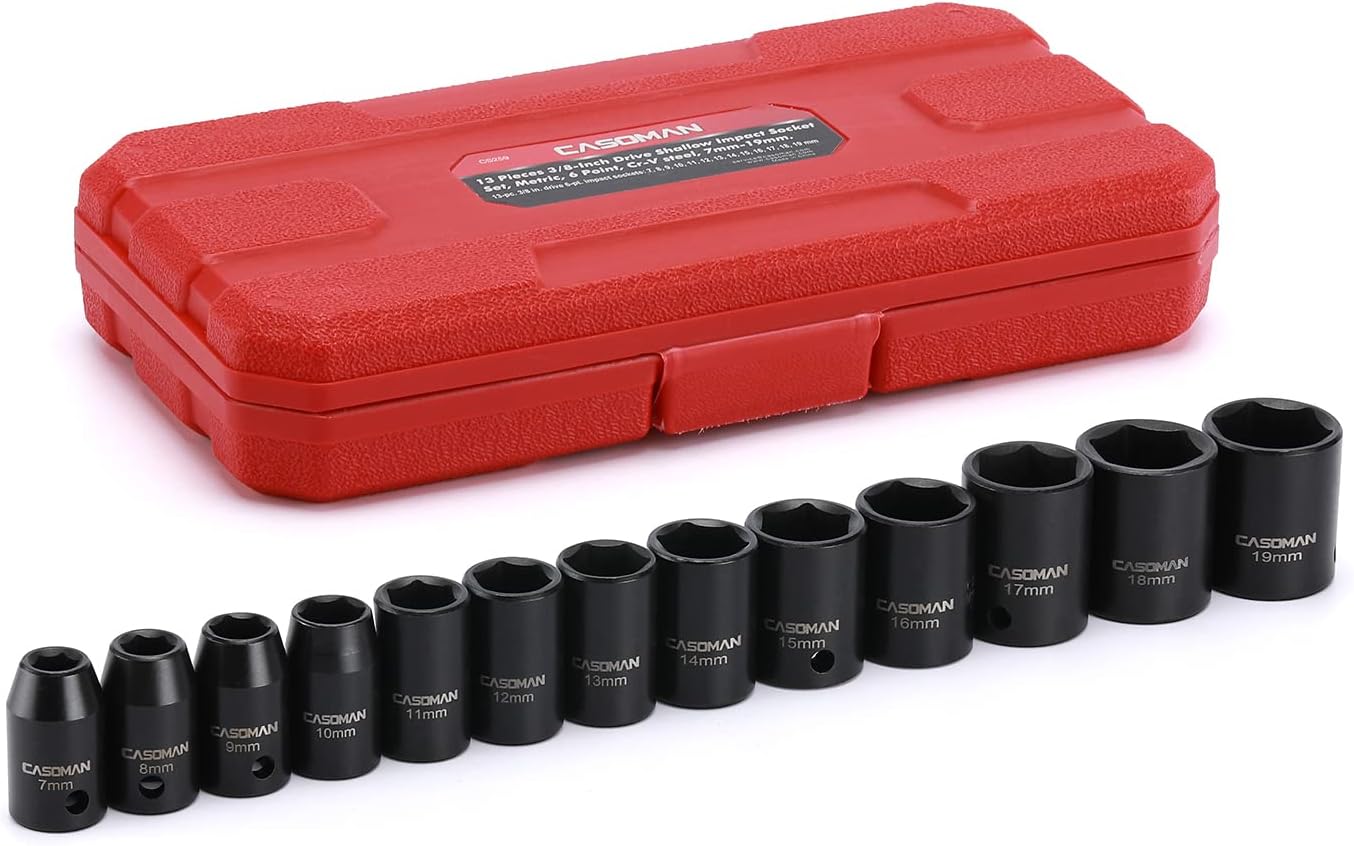 Set 13 Pzas Llaves Impacto 3/8" 7-19mm Estuche Moldeado