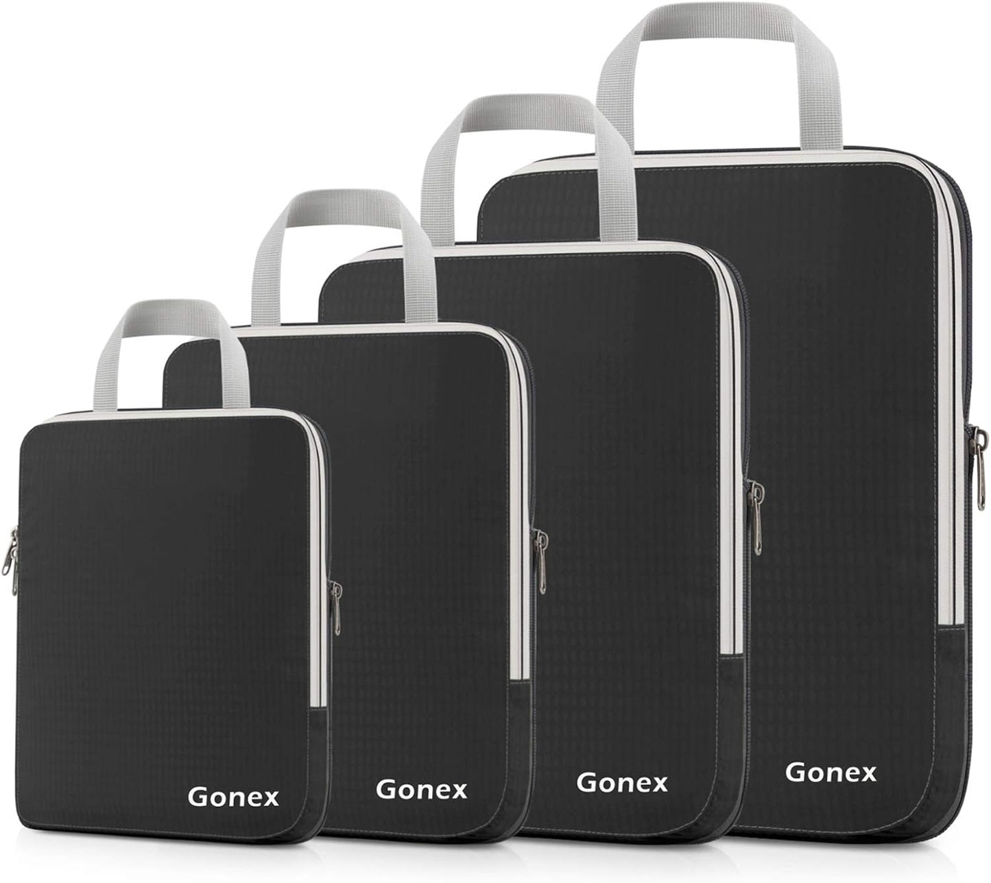 3 Cubos compresión 4 pzas negro tela ripstop para equipaje