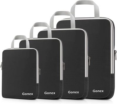 3 Cubos compresión 4 pzas negro tela ripstop para equipaje