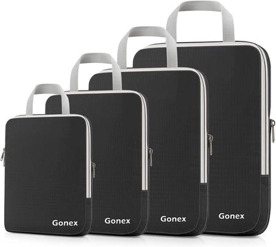 3 Cubos compresión 4 pzas negro tela ripstop para equipaje