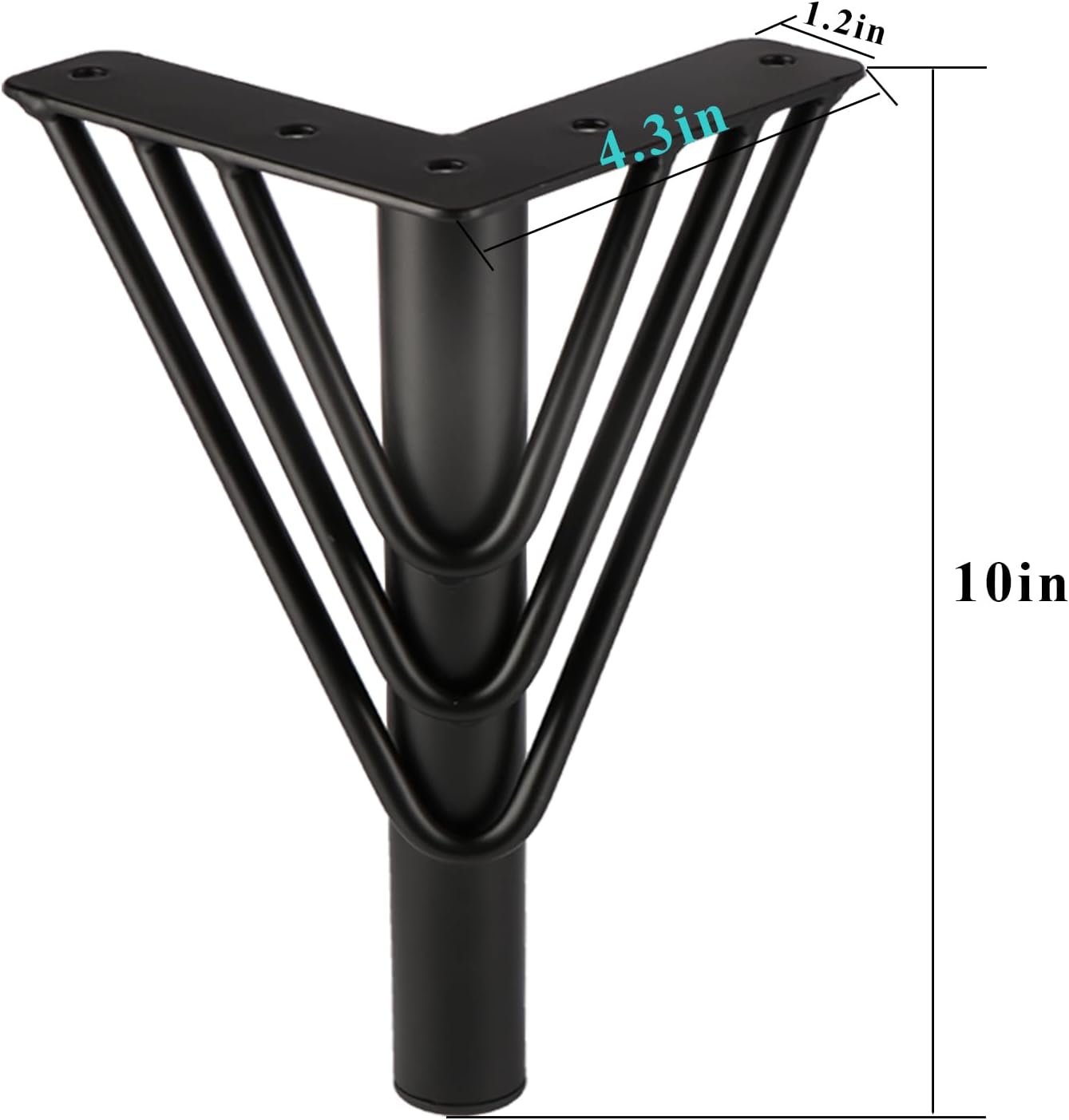 4 Pzas Patas Mesa Triángulo Negro Metal Resistente