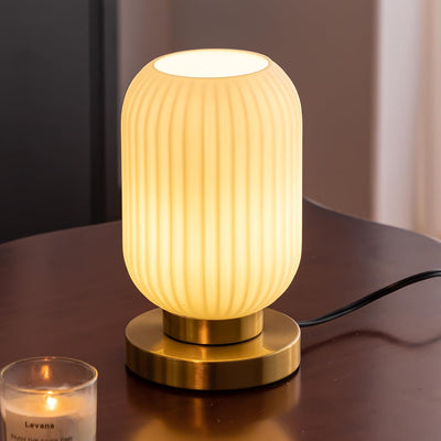Lámpara mesa cristal acanalado E26 enchufable blanco