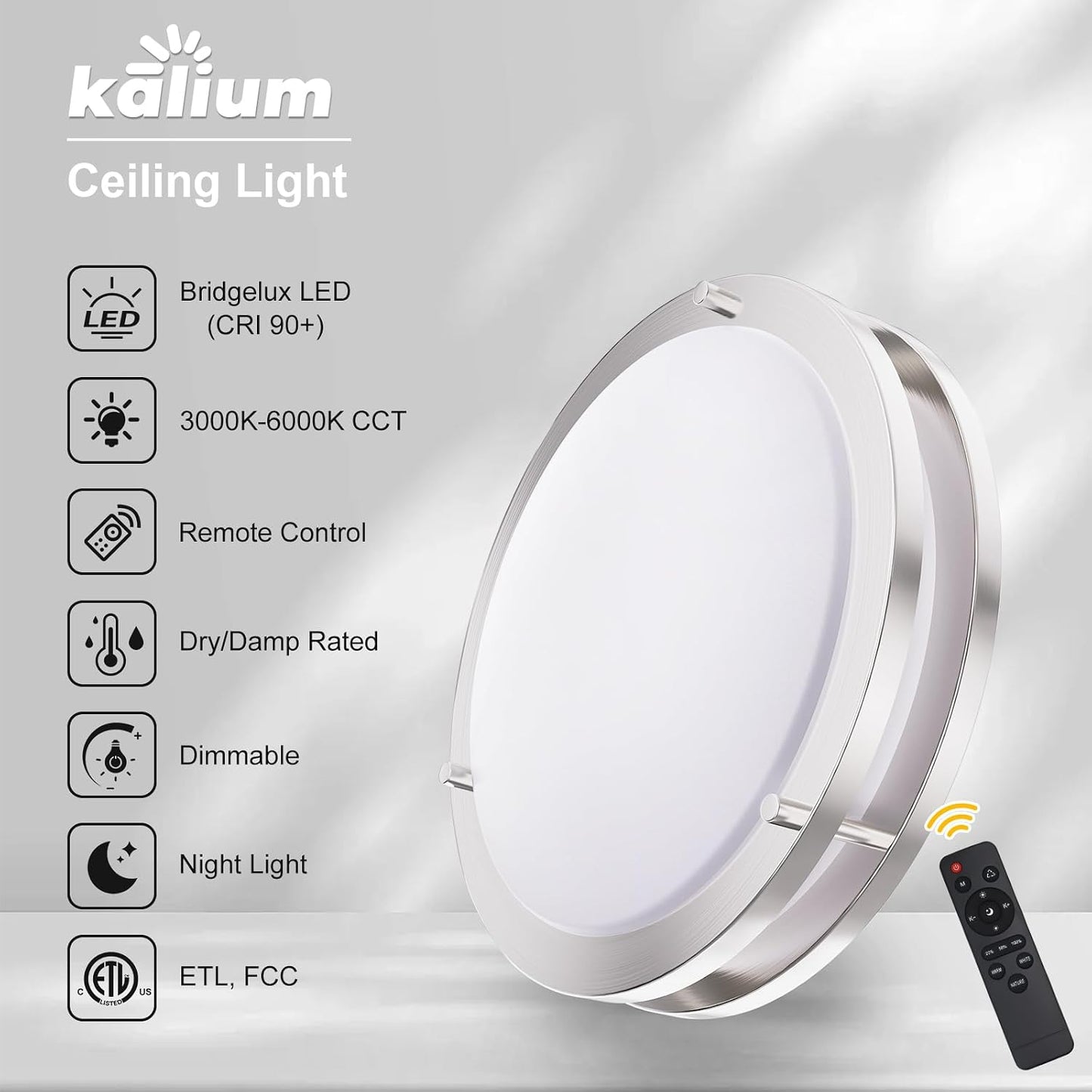 Lámpara techo LED 24W 13pulg control remoto ajustable