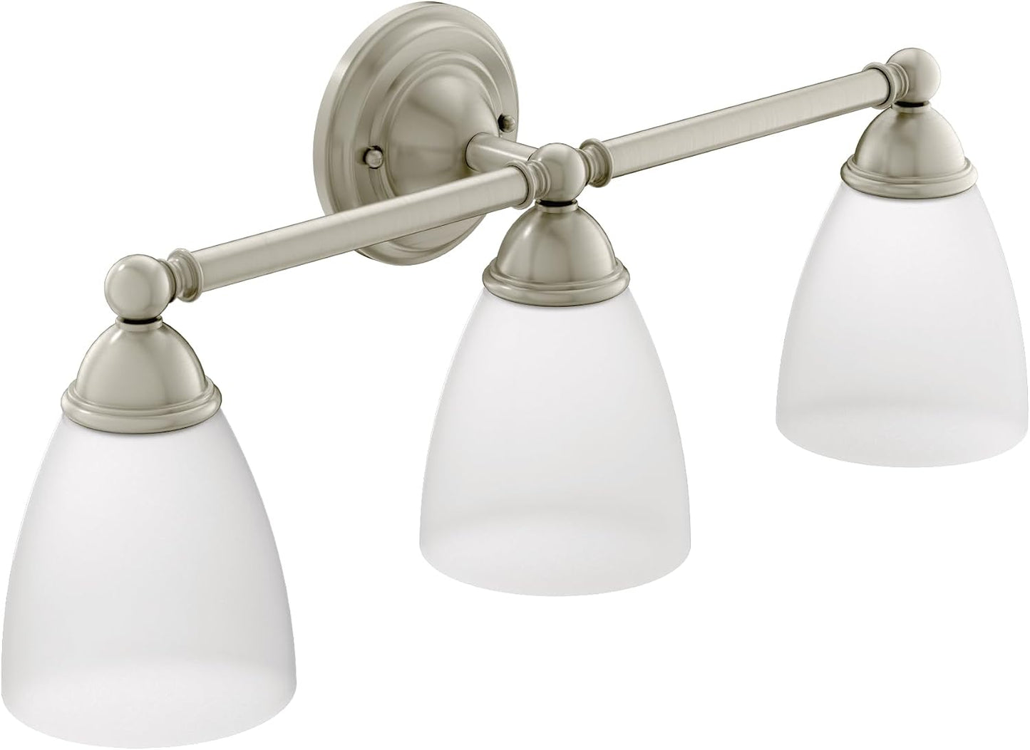 Accesorio baño doble 3 luces vidrio esmerilado níquel