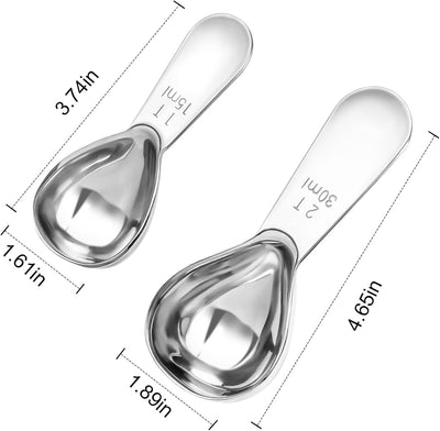 Juego 2 Pzas Cucharas Medidoras Acero Inox para Café Té