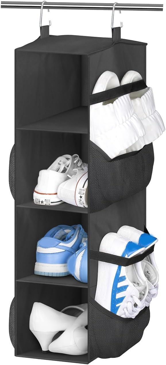 Organiz. zapatos colgante con bolsillos 8 pares negro