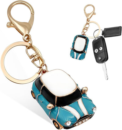Llavero Coche Mini Cooper con Rinstones 3D Azul