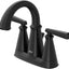 Grifo baño 2 manijas centro 4pulg latón negro mate