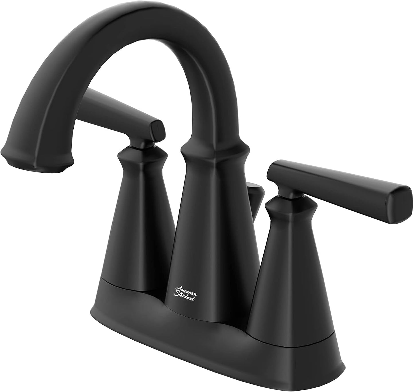 Grifo baño 2 manijas centro 4pulg latón negro mate