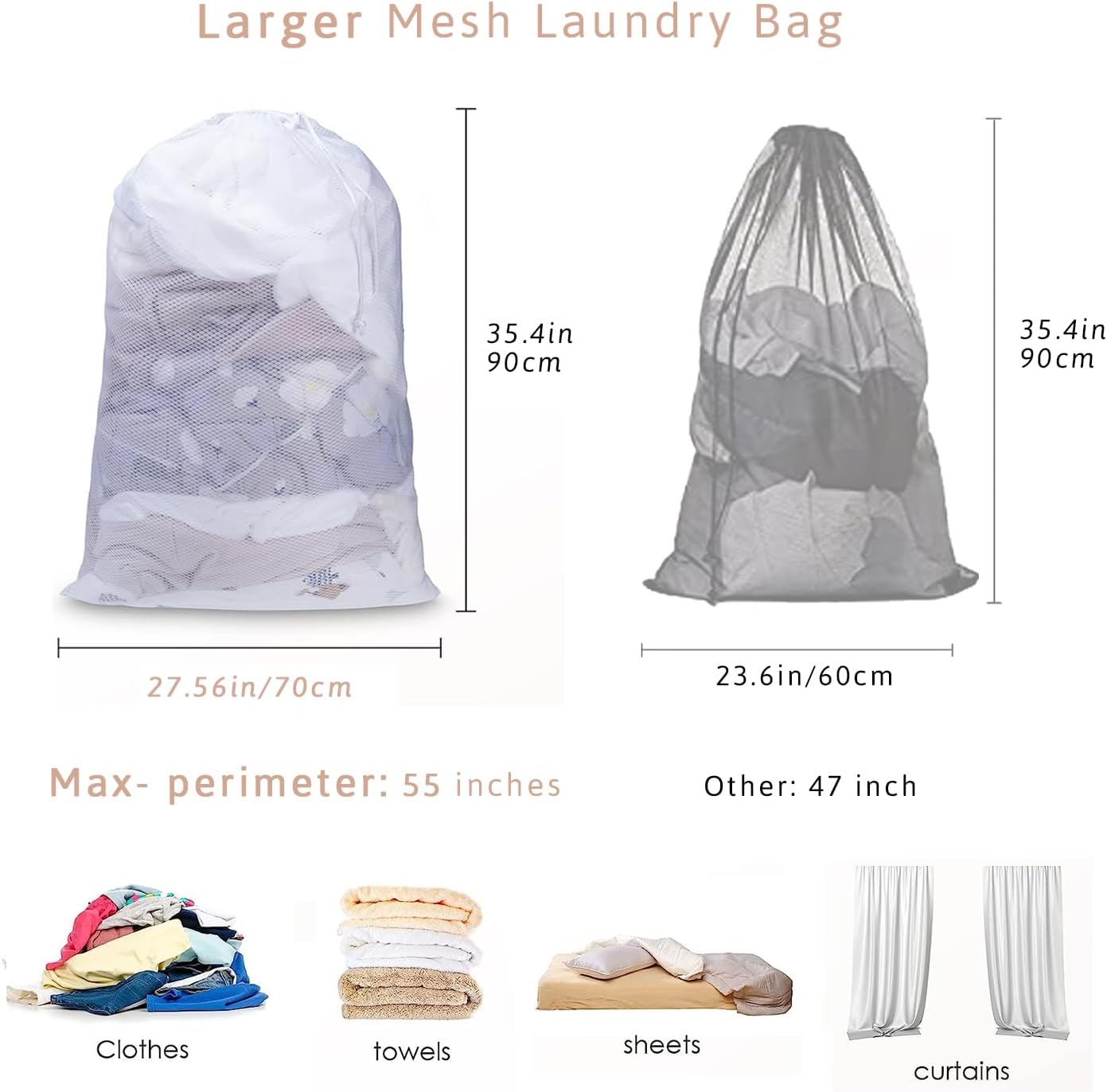 Bolsa malla lavandería 27x36" con cordón bloqueo