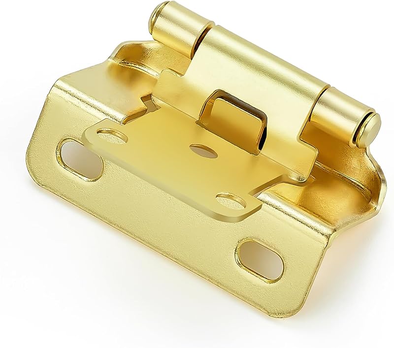 60 Pzas Bisagras Gabinete Cierre Automático Dorado 1/2"