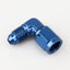 Adaptador aluminio AN4 macho a hembra codo 90 grados azul