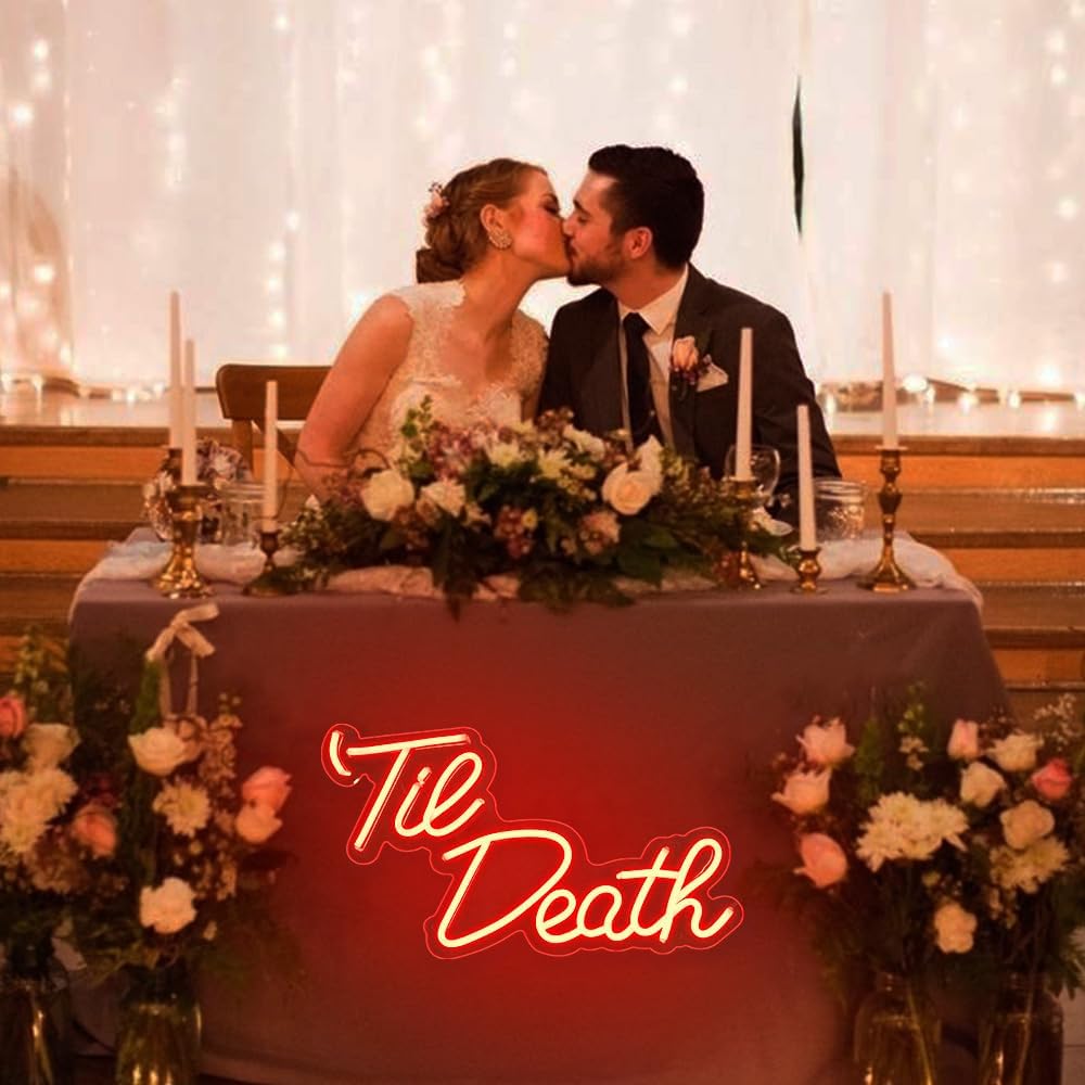 Letrero neón Til Death para decoración pared bodas