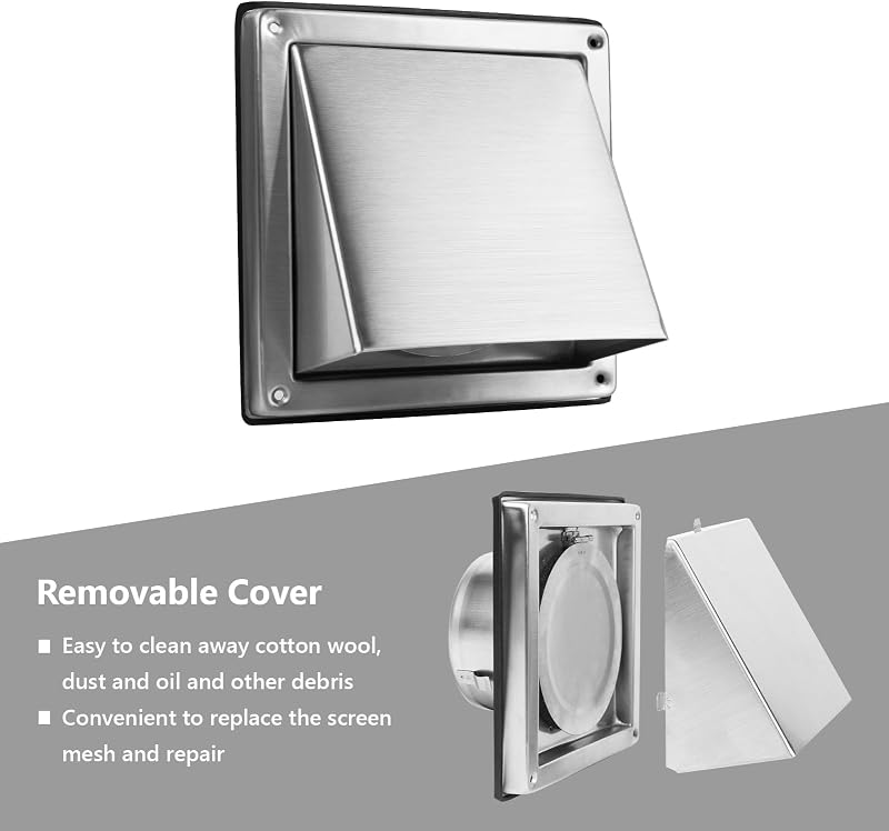 Rejilla ventilación secadora 6" acero inox remov.