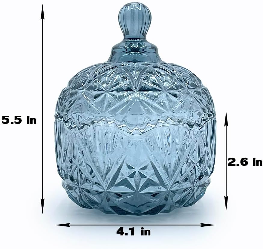 Tarro cristal en relieve para galletas y joyas azul gris
