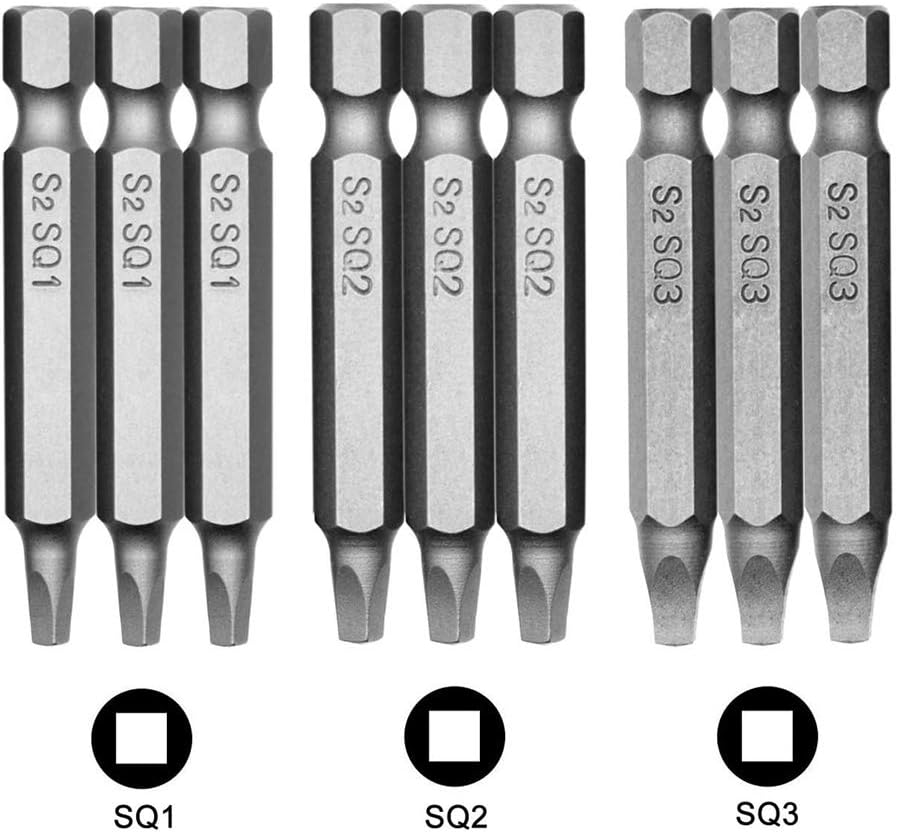9 Pzas Destornillador Cuadrado S2 Acero Magnético 50mm