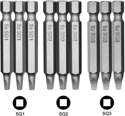 9 Pzas Destornillador Cuadrado S2 Acero Magnético 50mm