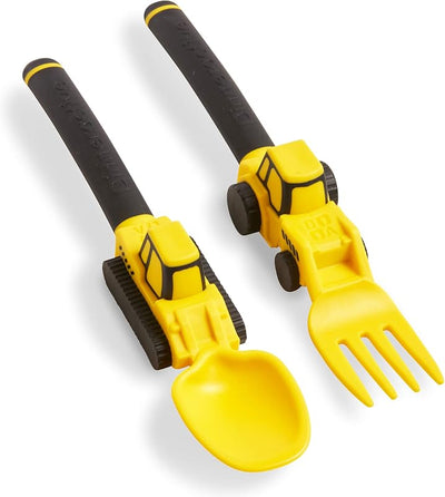 Juego 2 Pzas Tenedores Cucharas Niños Temática Construcción