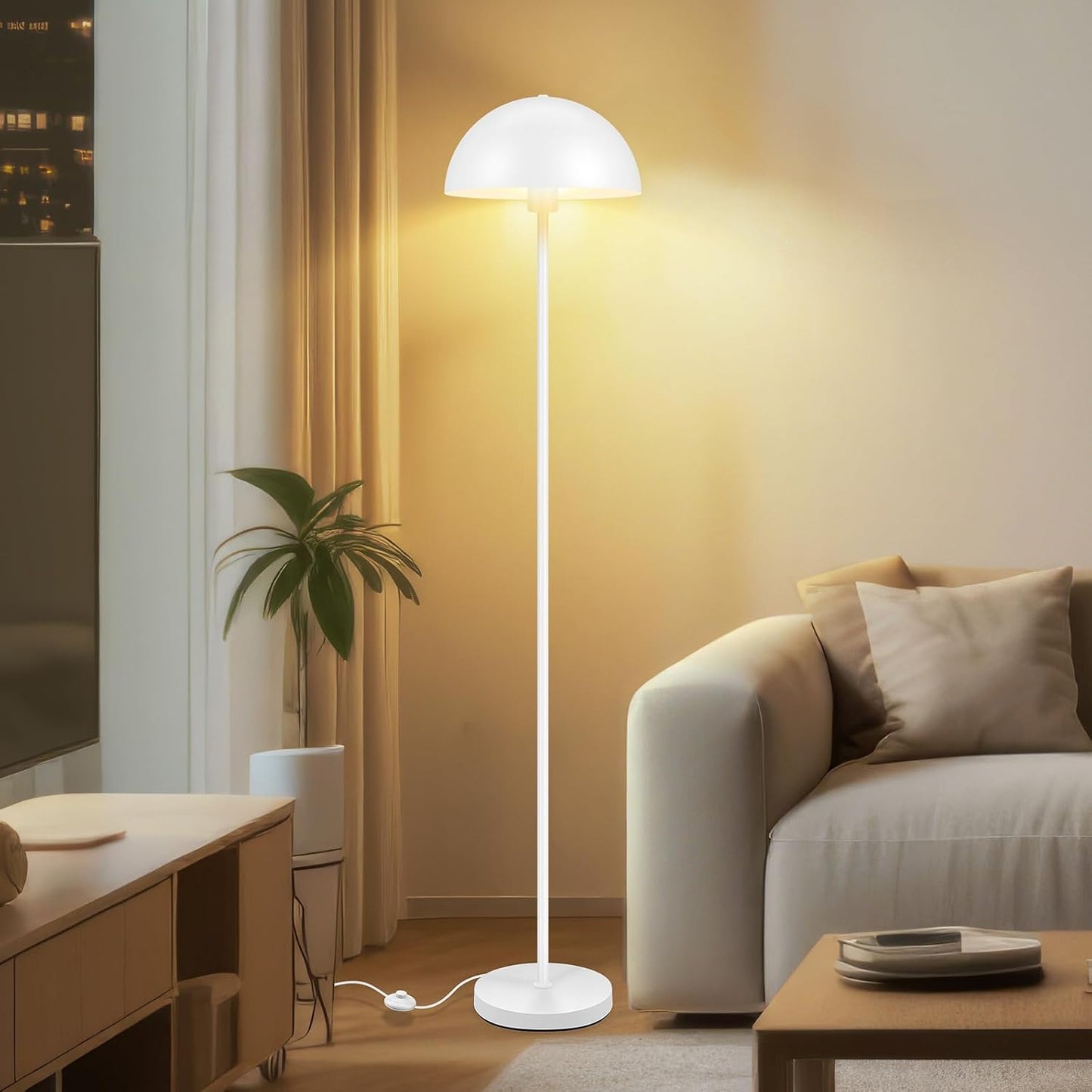 Lámpara pie moderna metal blanco 66pulg interruptor