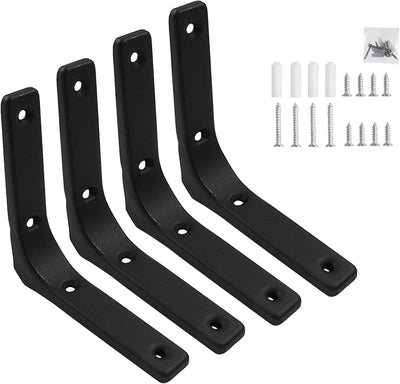 Set 4 Soportes Estante Negro 4pulg Metal Modernos