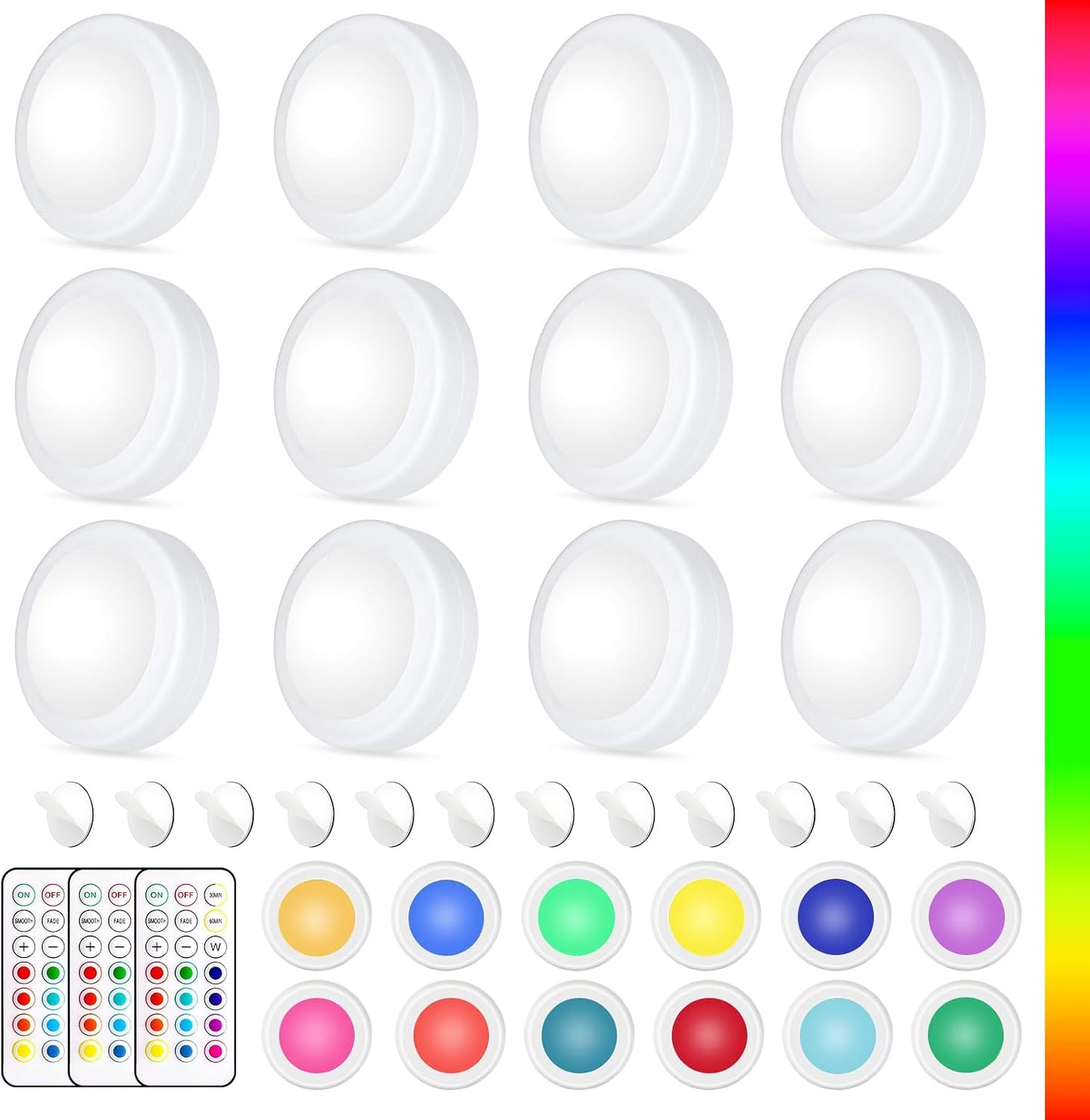 Luces LED 12 colores control remoto para armario cocina pack 12