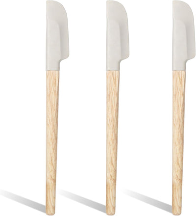 3 Espátulas Mango Madera Silicona 9pulg Utensilios Cocina