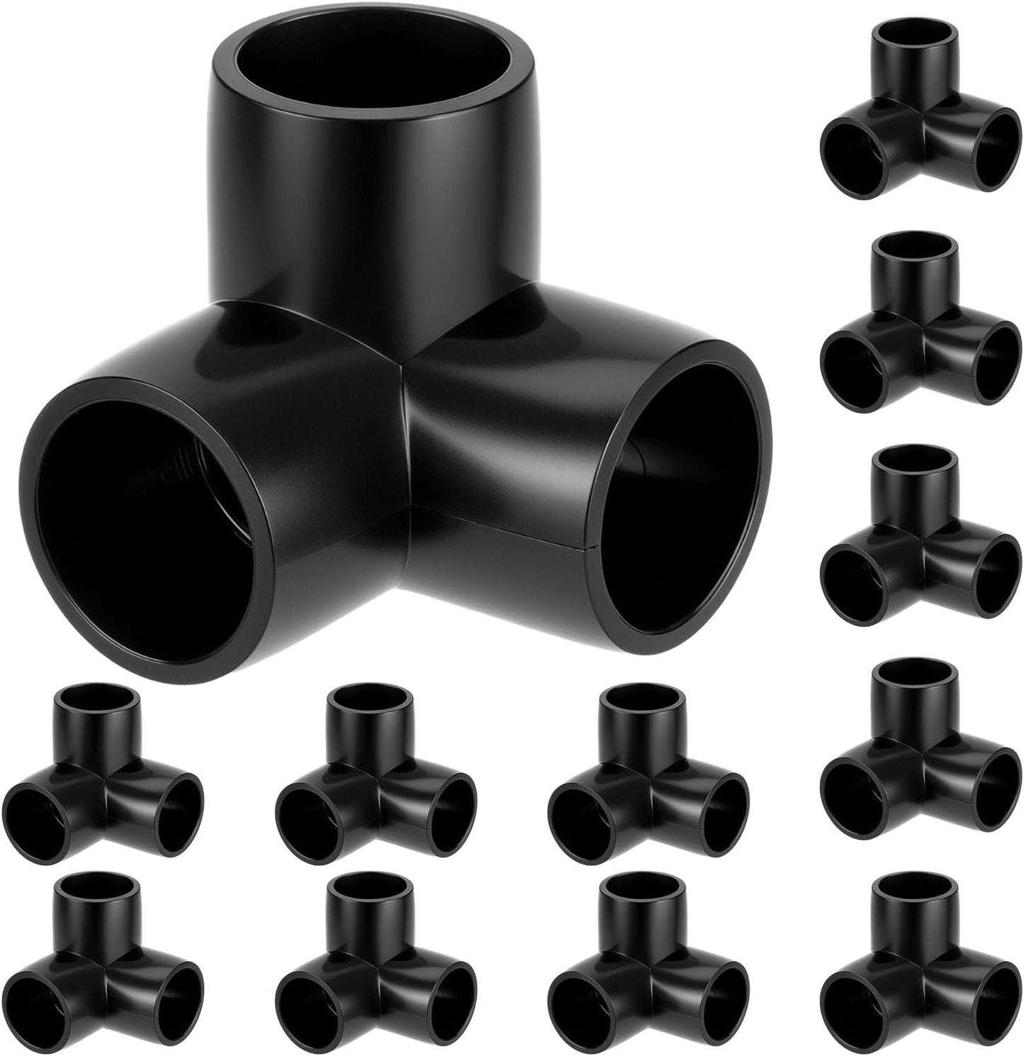 Codo 3 vías 1/2pulg para muebles PVC negro pack 12