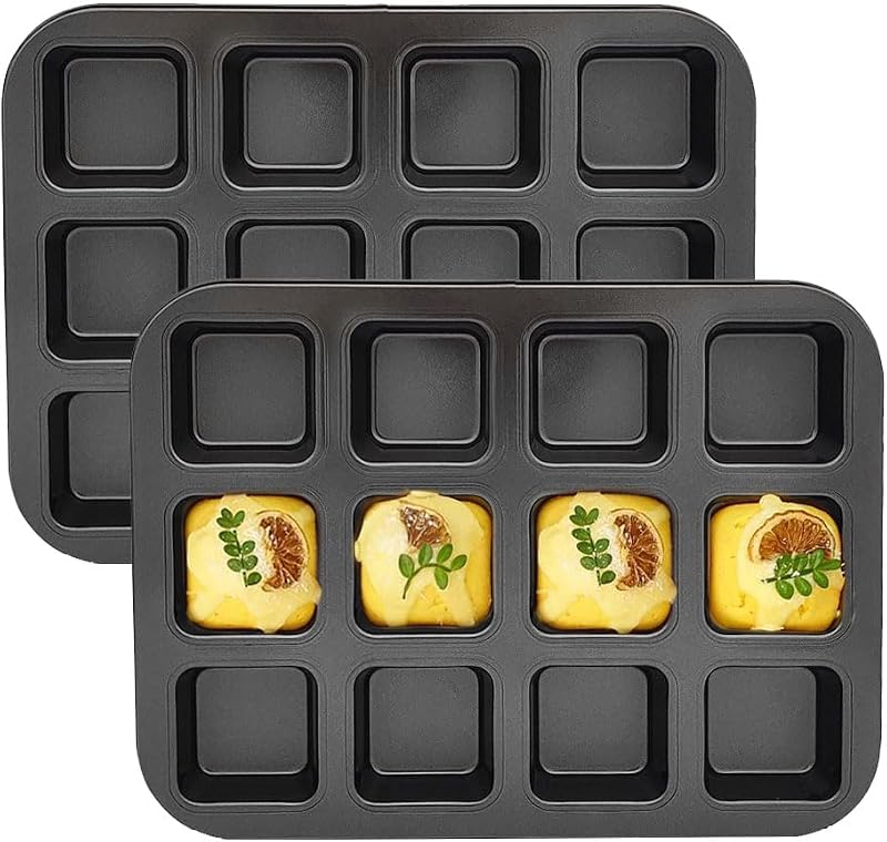 2 Moldes Brownie 12 Cavidades Antiadherentes Acero Carbono