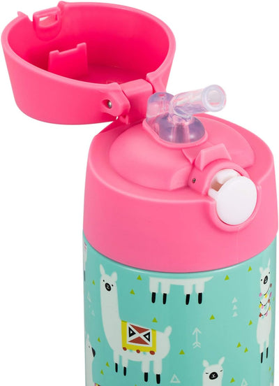 Botella agua aislada niños con pajita acero inox doble pared