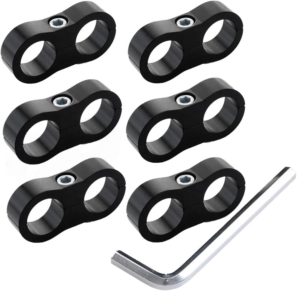 Abrazadera separadora manguera aluminio 6 Uds negro