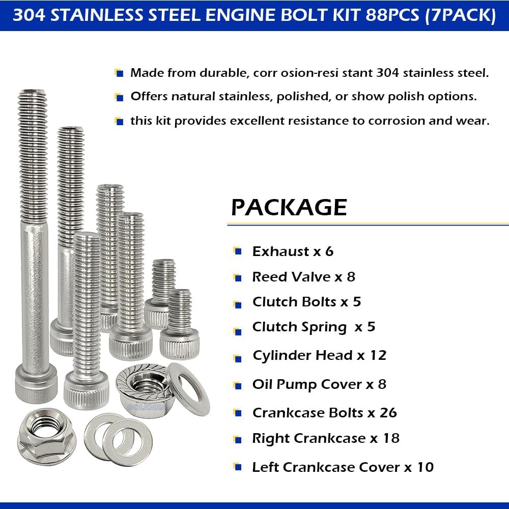 Kit pernos motor acero inox 304 comp Yamaha Blaster 200