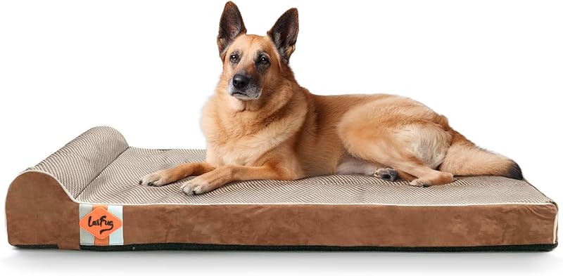 Cama ortopédica perro espuma viscoelástica 46x28pulg marrón
